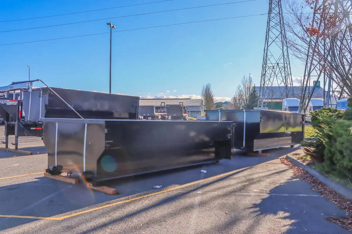 Roll-off dumpster ready for waste disposal at job site for 4 Yard Dumpster Rental in Stoughton